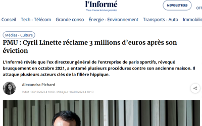 PMU : Cyril Linette réclame 3 millions d’euros après son éviction