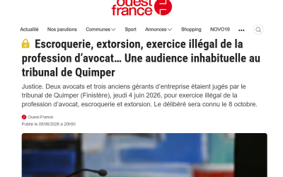 Escroquerie, extorsion, exercice illégal de la profession d’avocat… Une audience inhabituelle au tribunal de Quimper