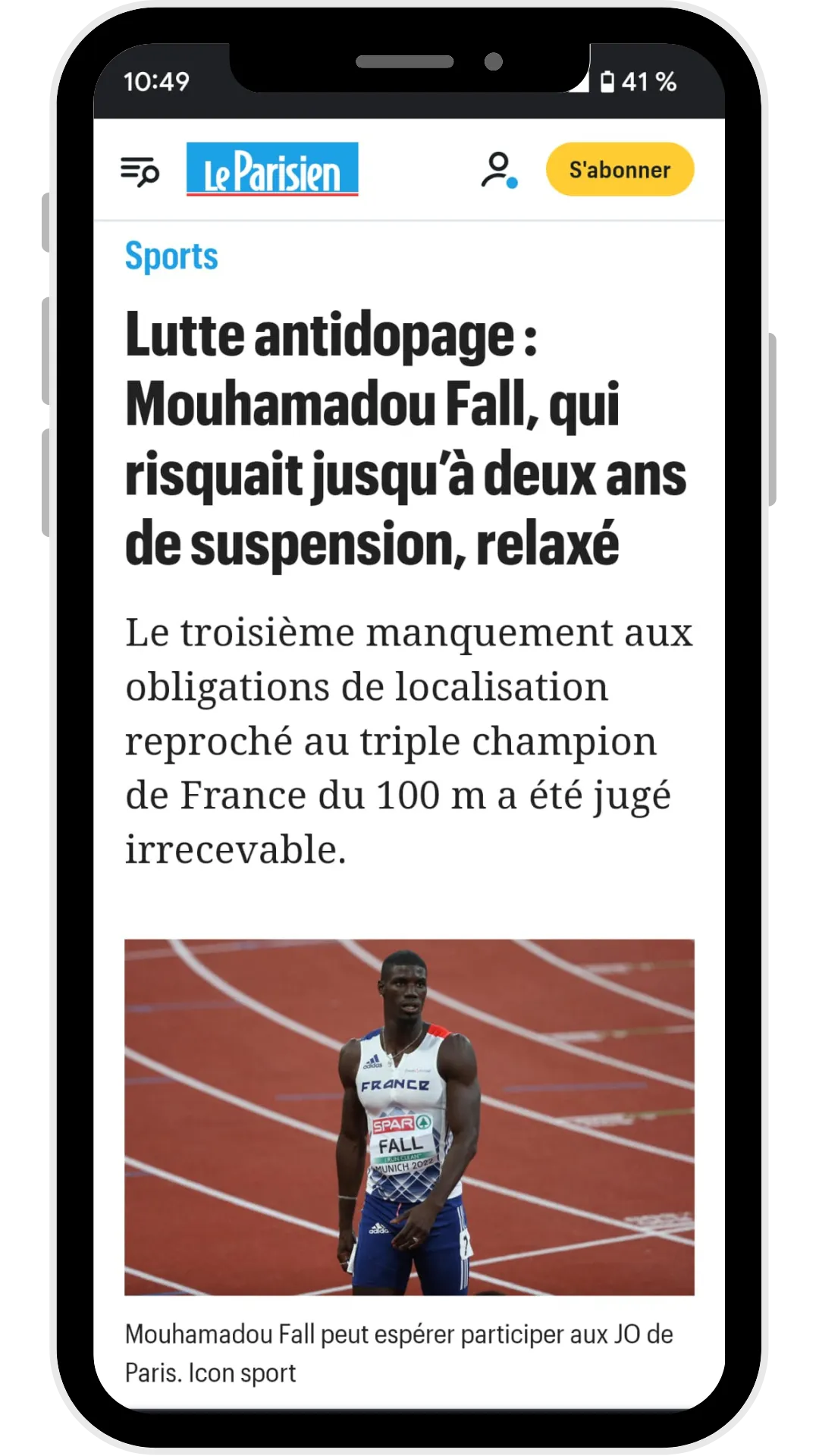 Mouhamadou Fall article journal le parisien afld christophe ayela jeux olympique paris 2024